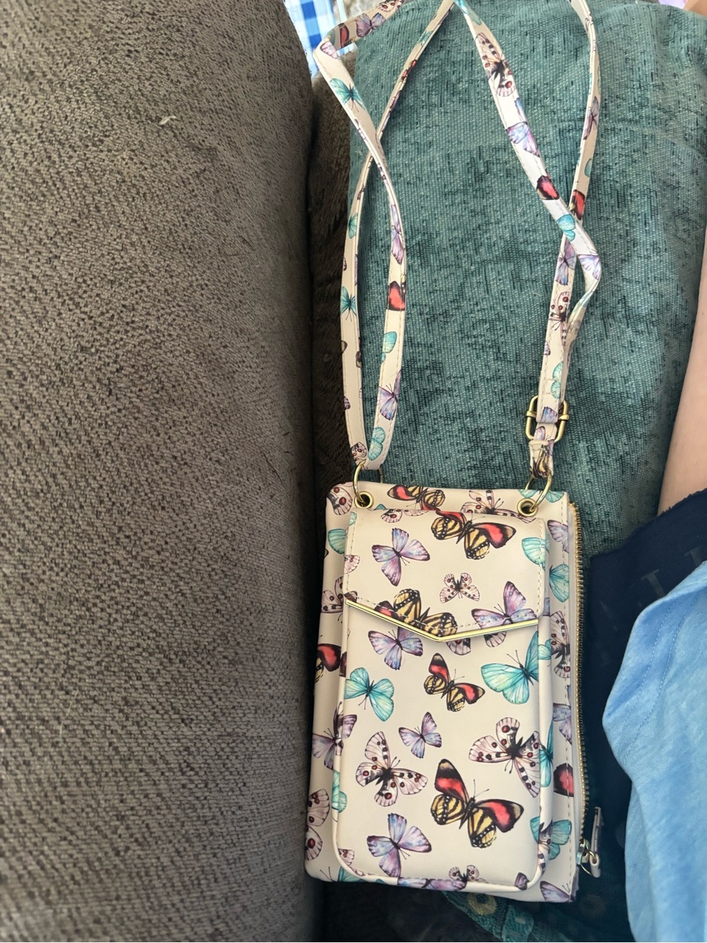 Butterfly Crossbody Phone Bag - Cream